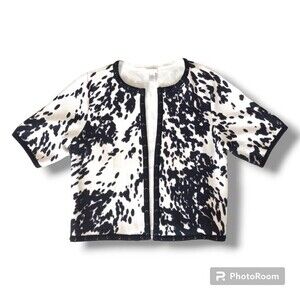 Chico's Size 2 Sandra Open Cardigan-Pony Print-US Large/12-3/4 Sleeve-FLAW